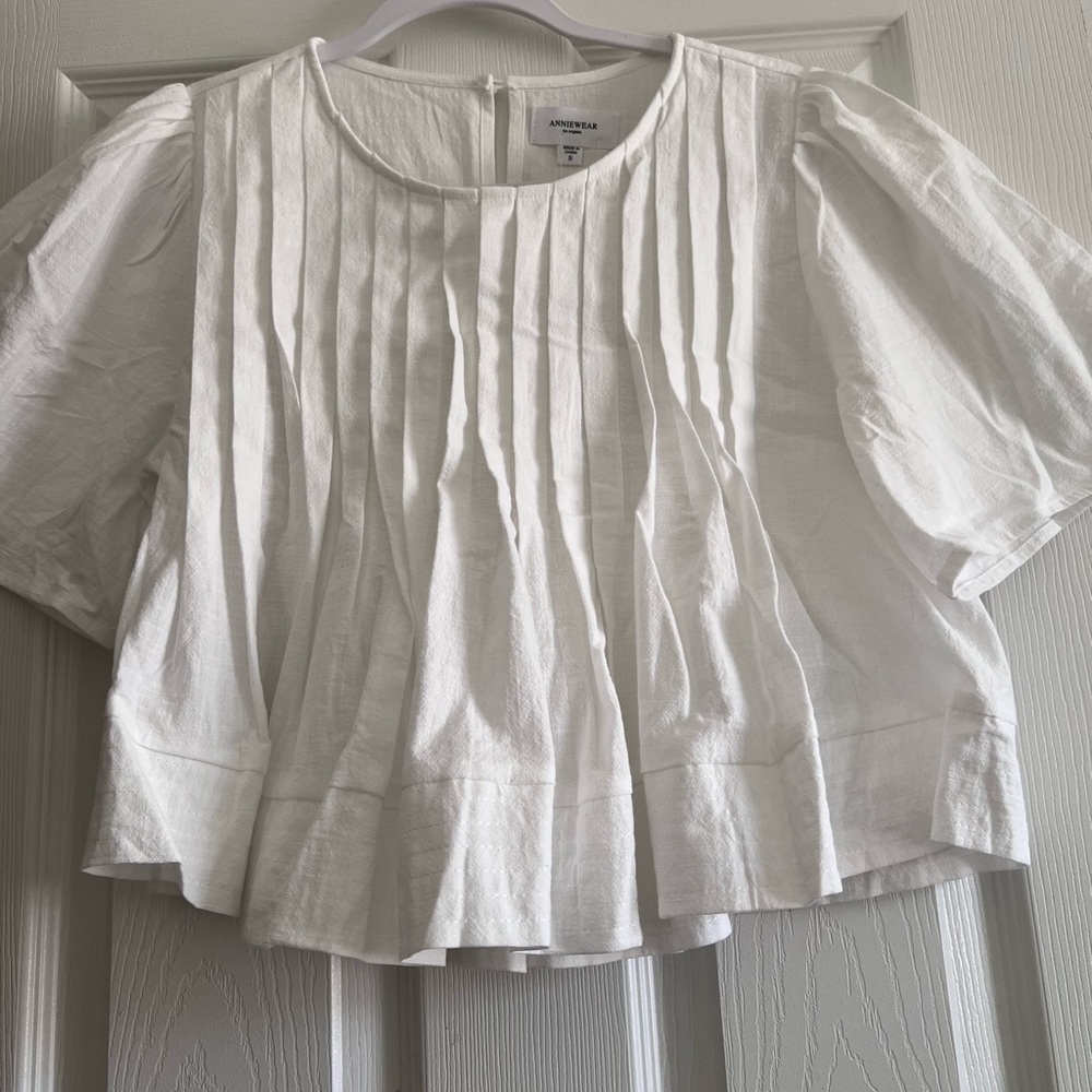 Annie White Pleated Blouse